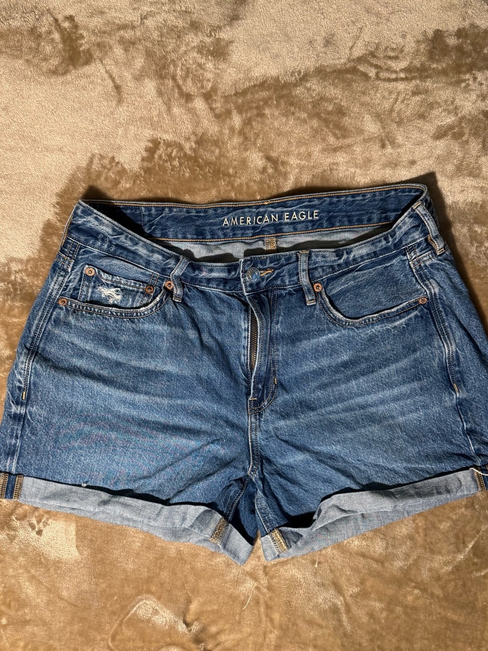 American Eagle Outfitters Blue Rolled-Hem Denim Shorts